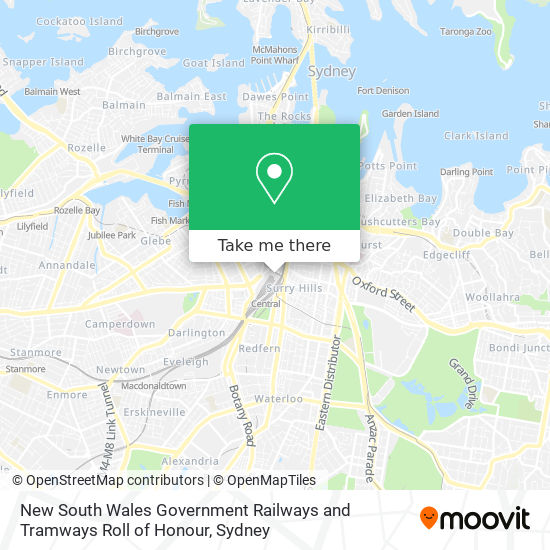 Mapa New South Wales Government Railways and Tramways Roll of Honour