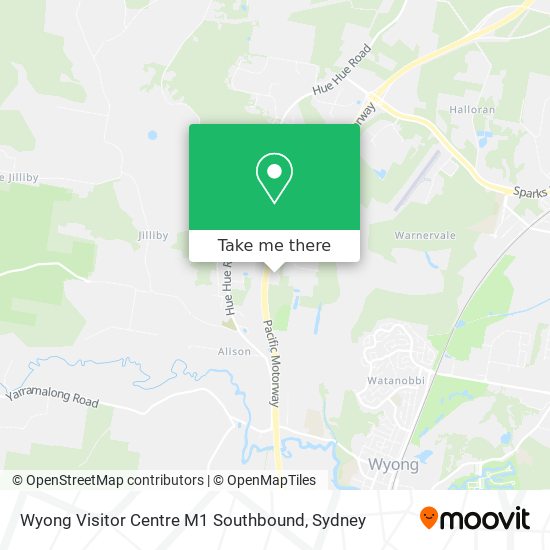 Wyong Visitor Centre M1 Southbound map