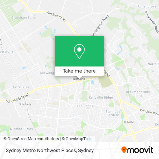 Mapa Sydney Metro Northwest Places