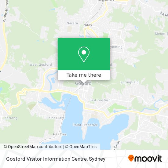 Gosford Visitor Information Centre map