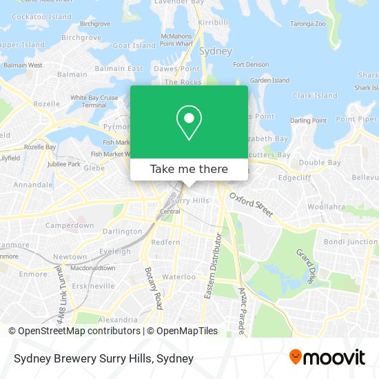 Mapa Sydney Brewery Surry Hills