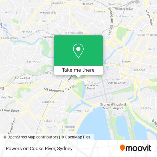 Rowers on Cooks River map