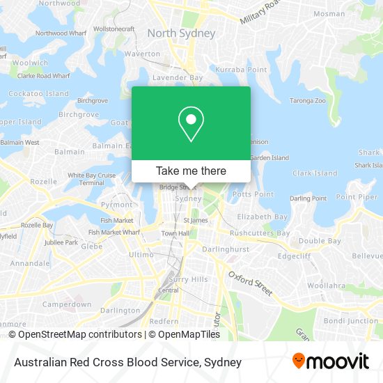 Mapa Australian Red Cross Blood Service