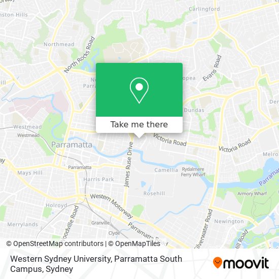 Mapa Western Sydney University, Parramatta South Campus