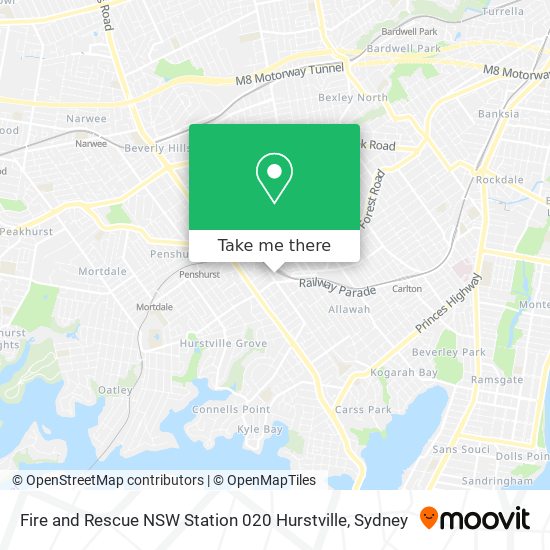 Mapa Fire and Rescue NSW Station 020 Hurstville