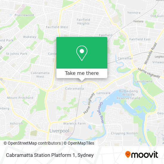Cabramatta Station Platform 1 map