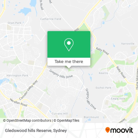 Mapa Gledswood hills Reserve