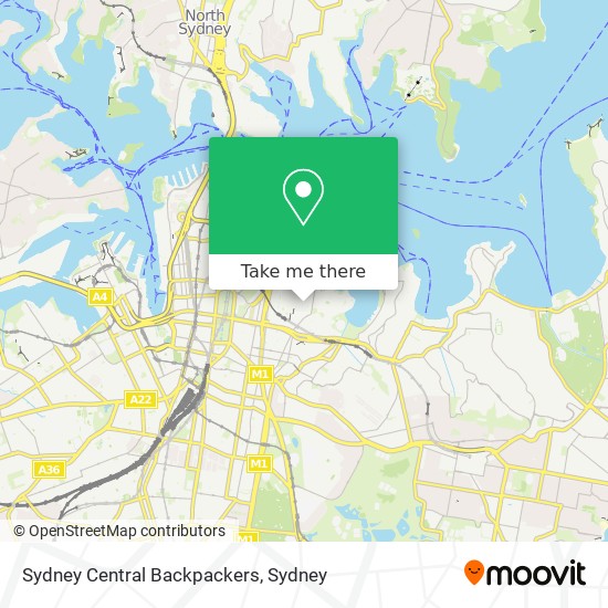 Mapa Sydney Central Backpackers