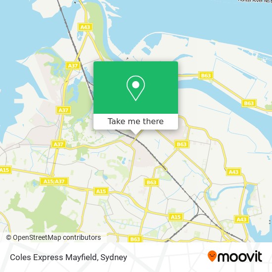 Coles Express Mayfield map