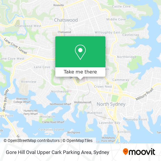 Mapa Gore Hill Oval Upper Cark Parking Area