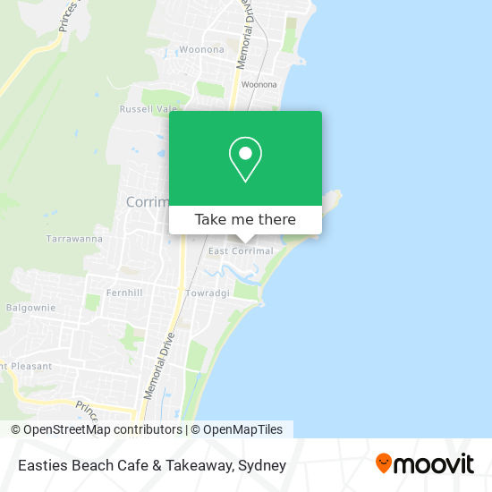 Mapa Easties Beach Cafe & Takeaway