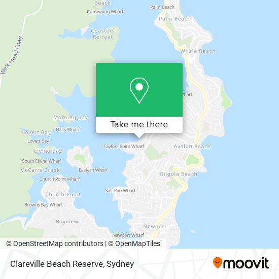 Clareville Beach Reserve map