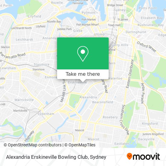 Alexandria Erskineville Bowling Club map