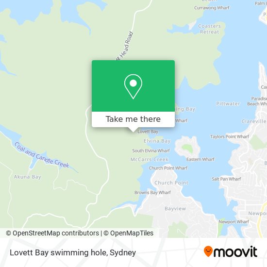 Lovett Bay swimming hole map