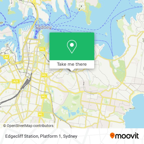 Edgecliff Station, Platform 1 map