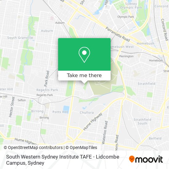 Mapa South Western Sydney Institute TAFE - Lidcombe Campus