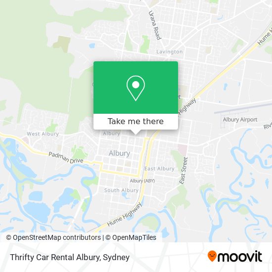 Mapa Thrifty Car Rental Albury