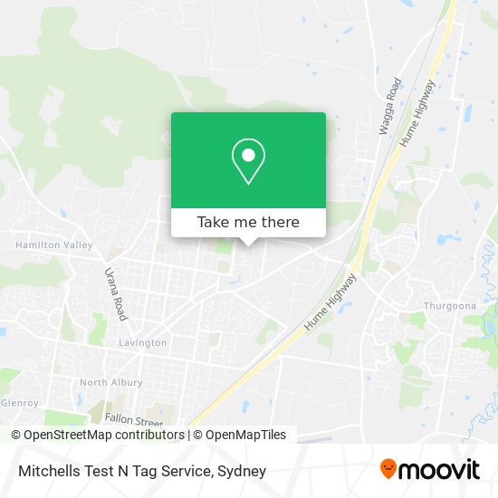 Mitchells Test N Tag Service map