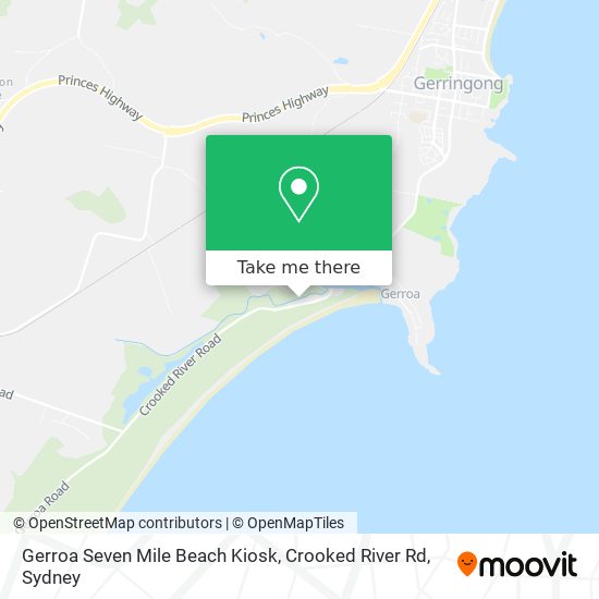 Gerroa Seven Mile Beach Kiosk, Crooked River Rd map