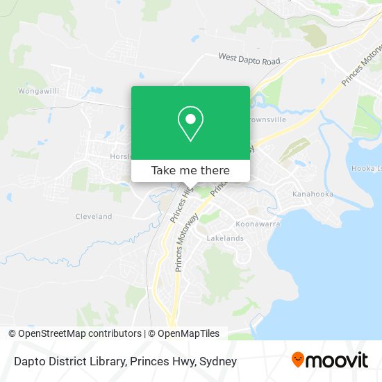 Dapto District Library, Princes Hwy map