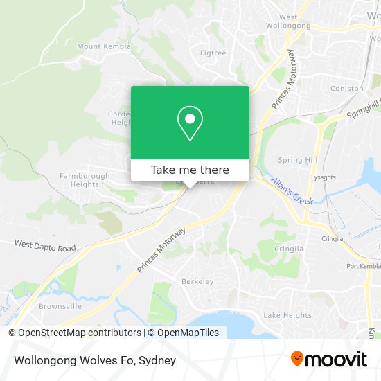 Wollongong Wolves Fo map