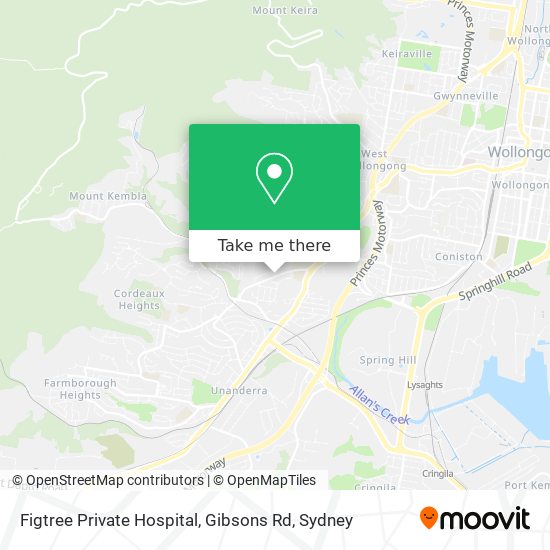 Figtree Private Hospital, Gibsons Rd map