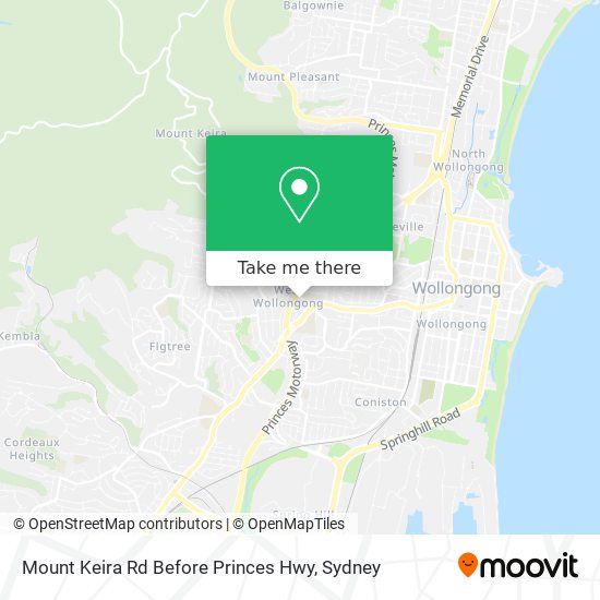 Mount Keira Rd Before Princes Hwy map