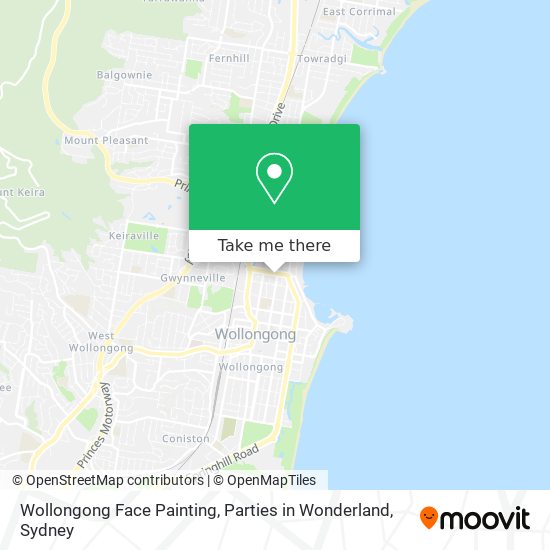 Wollongong Face Painting, Parties in Wonderland map