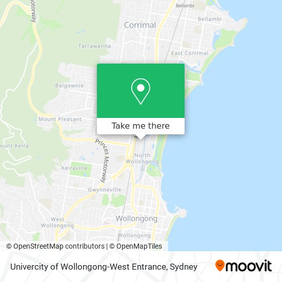 Mapa Univercity of Wollongong-West Entrance