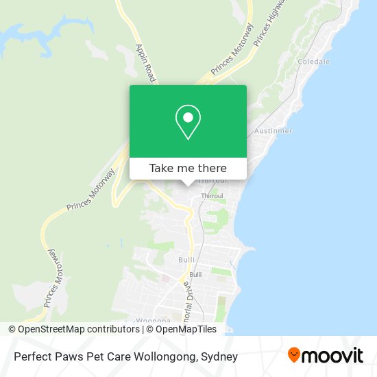 Mapa Perfect Paws Pet Care Wollongong