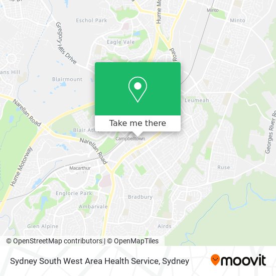 Mapa Sydney South West Area Health Service