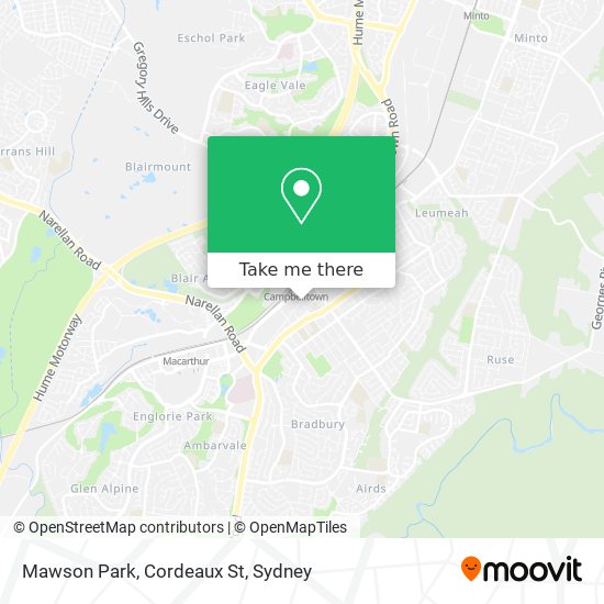 Mawson Park, Cordeaux St map