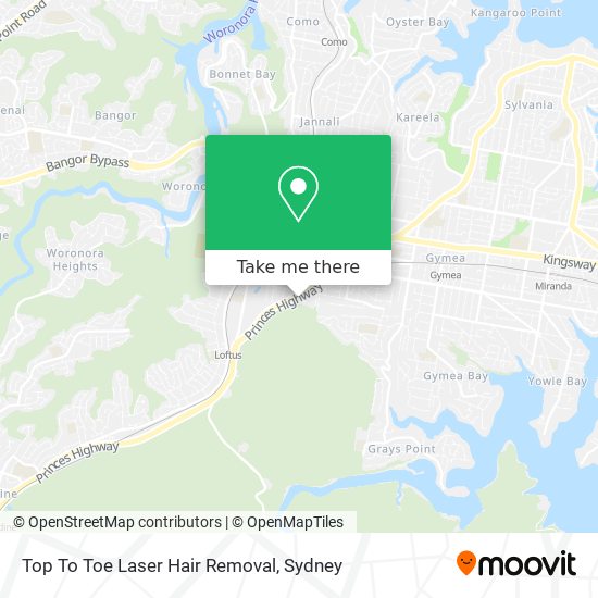 Top To Toe Laser Hair Removal map