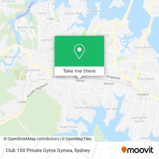 Mapa Club 100 Private Gyms Gymea