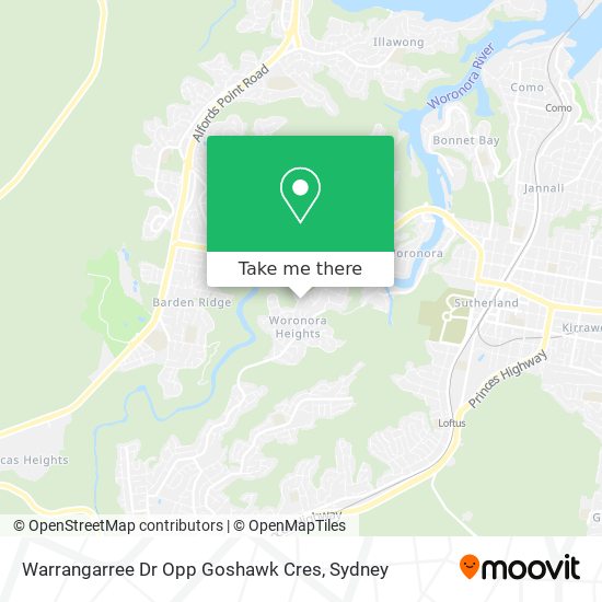 Mapa Warrangarree Dr Opp Goshawk Cres