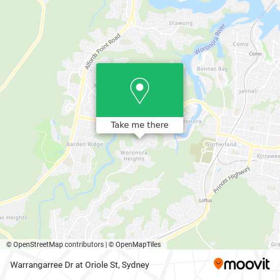 Warrangarree Dr at Oriole St map