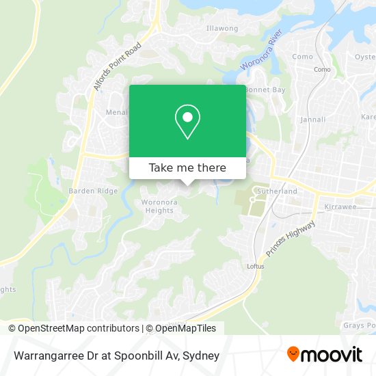 Warrangarree Dr at Spoonbill Av map