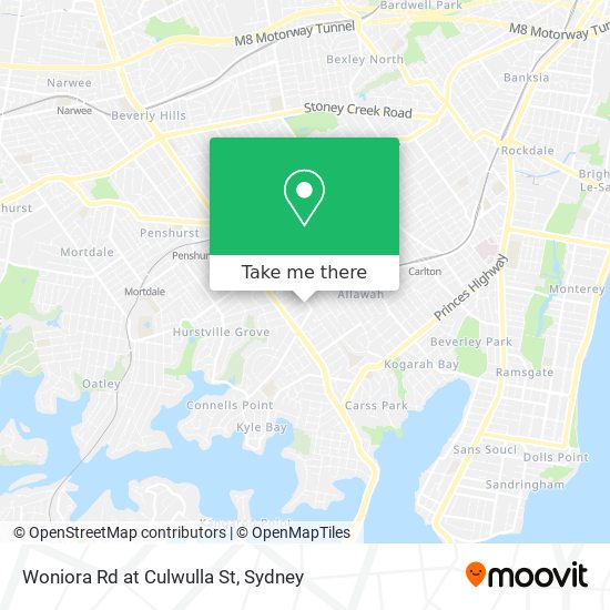 Woniora Rd at Culwulla St map