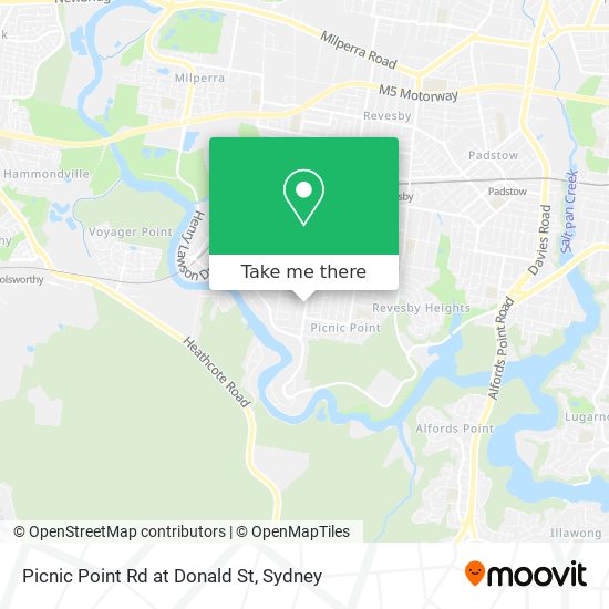 Picnic Point Rd at Donald St map