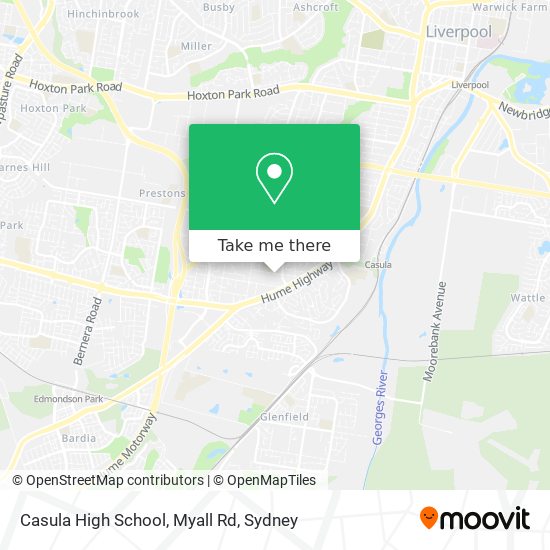 Casula High School, Myall Rd map