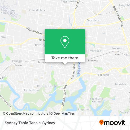 Mapa Sydney Table Tennis