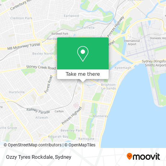 Ozzy Tyres Rockdale map