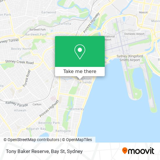 Tony Baker Reserve, Bay St map