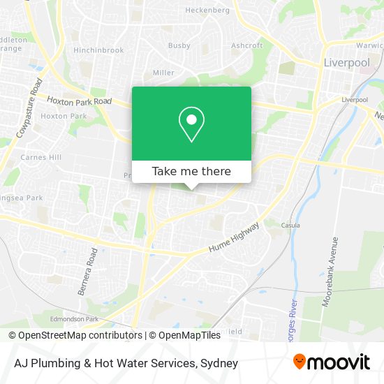 Mapa AJ Plumbing & Hot Water Services