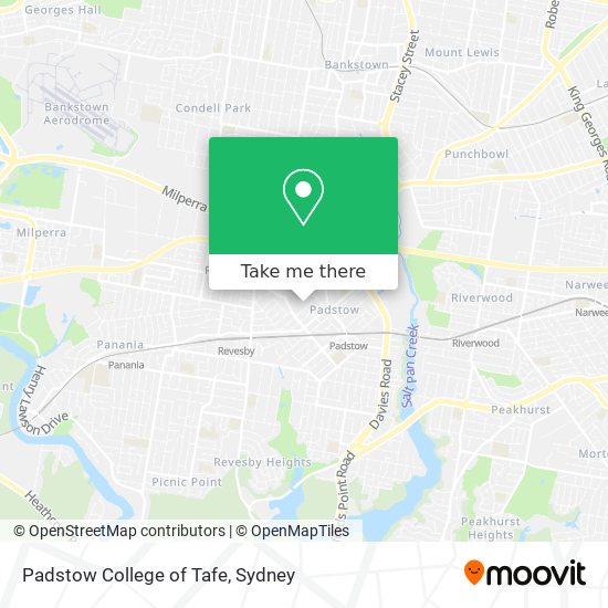 Mapa Padstow College of Tafe