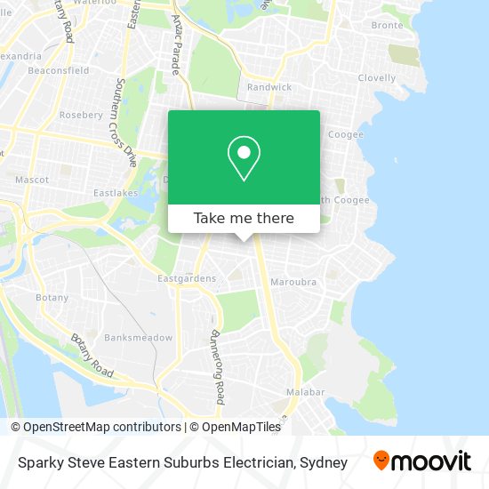 Sparky Steve Eastern Suburbs Electrician map