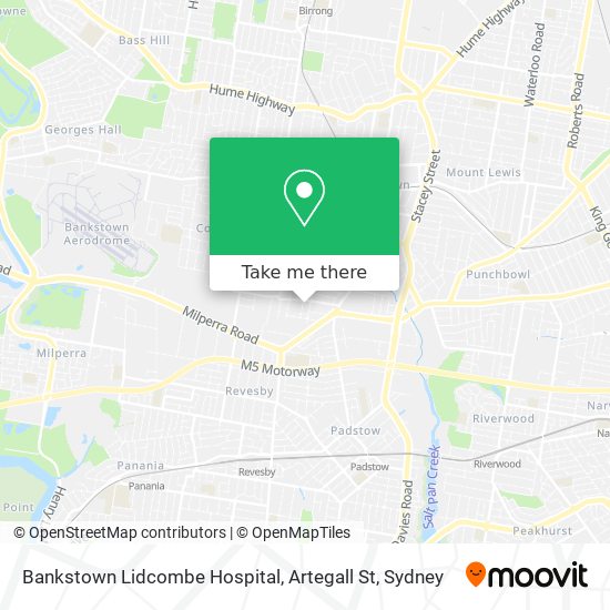 Mapa Bankstown Lidcombe Hospital, Artegall St