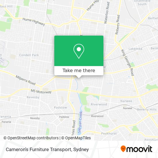 Cameron's Furniture Transport map