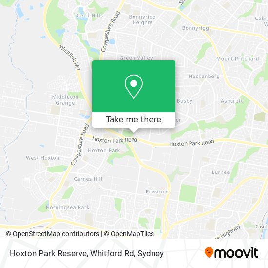 Hoxton Park Reserve, Whitford Rd map