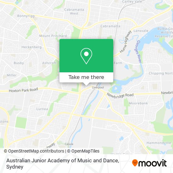 Mapa Australian Junior Academy of Music and Dance